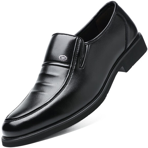 Portures leather shoes men's British slip-on business casual shoes lightweight soft sole Loaf formal shoes men 9526 black 39