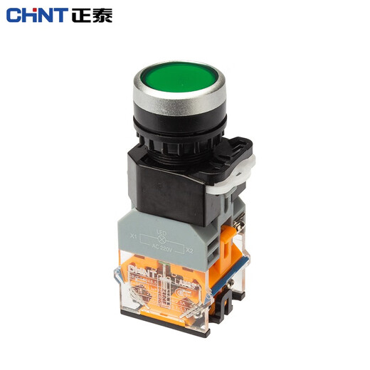 Chint (CHNT) push button switch 220V with light self-locking LAY39B (LA38)-11BNZSD red and green flat button red AC 220V