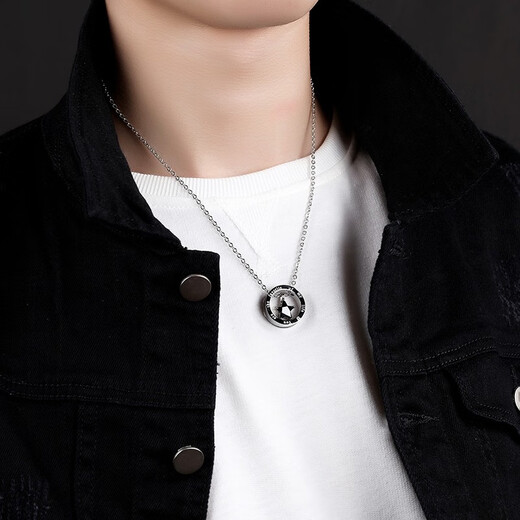 Farcoko brand necklace, male and female star, round five-pointed star pendant, fashionable jewelry, birthday gift for boyfriend and husband, black men's model - exquisite high-end gift box