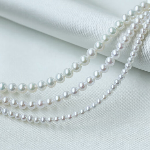 Queen of Pearls 18K gold round pearl necklace is comparable to Akoya high quality 4-5mm millet bead necklace for girlfriend