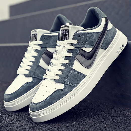 
New casual and handsome Hong Kong style breathable versatile shoes Korean style trendy high-top trendy shoes student height-enhancing fashion white shoes 6210 four-season model blue 43
