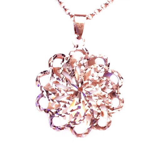 Yuan ethnic Russian 585 ladies purple gold necklace 18K rose gold color gold clavicle chain hollow flower single pendant