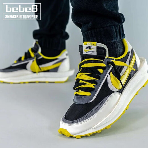 Nike (Nike) [Strictly Selectly Selectly Good Products] Nike Sacai X Nike Ldv Waffle Zapatos de tres partes de tres partes Sports Running Running Black Black amarillo deconstruido DJ4877-001 35.5