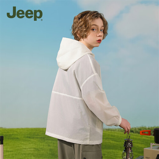 Jeep children's clothing children's sun protection clothing 2025 summer new style lightweight breathable ice silk baby sun protection clothing for boys and girls white 150 cm
