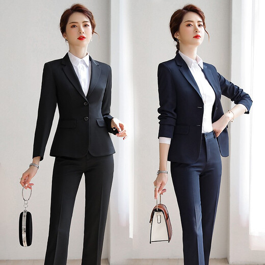 Iyasha professional wear women's suit business temperament small suit jacket female college student interview formal white-collar teacher suit black single-piece suit 2XL recommended 117-127 Jin Jin equals 0.5 kg