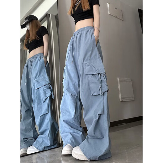 
7 high street workwear casual pants for men and women in summer loose straight couple trousers design with wide-leg men's pants NYNZ-687 plus fleece black 2XL [Suggest weight 125--140Jin [Jin equals 0.5 kg]]