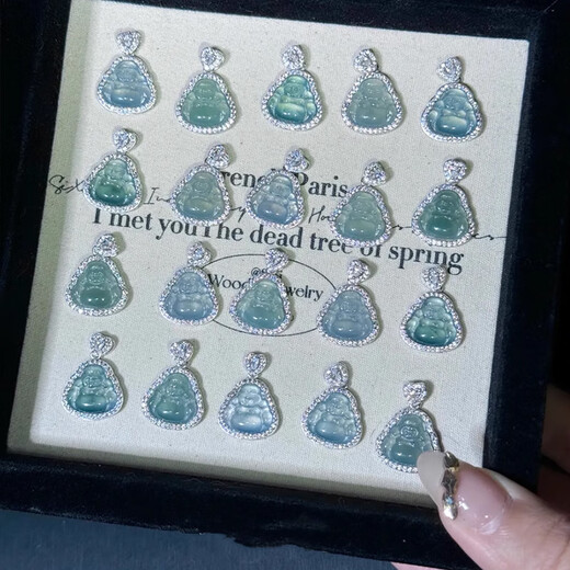 Yin Muchi Jade Buddha Silver Necklace for Women Light Luxury Niche Clavicle Chain Pendant Practical Valentine's Day Birthday Gift for Wife 925 Silver Jade Buddha Necklace Certificate + Gift Box L2223