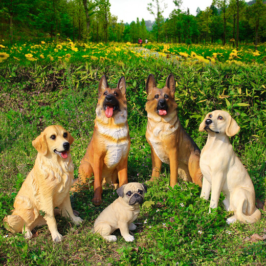 Cage fun simulated dog ornaments floor-standing sculpture living room courtyard home furnishings animal model large resin wolf dog housekeeper Wolf dog A style right style 22cm high