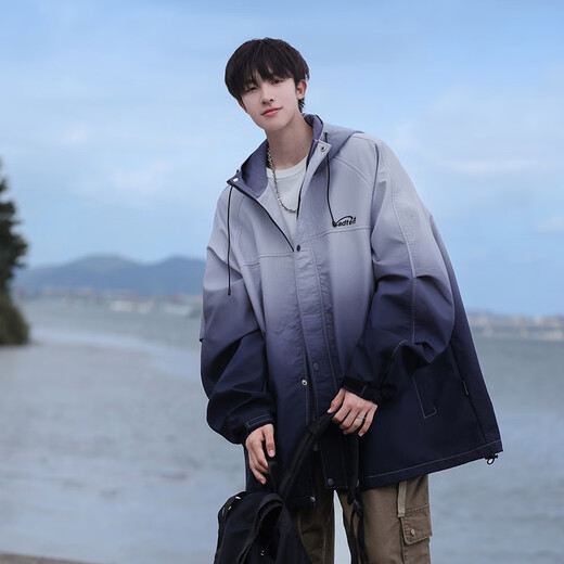 Foss Phil Gradient Jacket Men's Autumn and Winter New Couple Jacket Men's and Women's Trendy Three-Proof Outdoor Charge Top JKCY-JK9262 Phantom Black XL