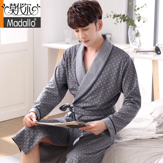 MODAL PURE COTTON NIGHTHAWN für Frauen 2025 Frühlings- und Herbstpaar Bademantel reines Baumwollpyjama Männer langärmelte ausgedehnte Yukata Large Männer 9757 m Größe