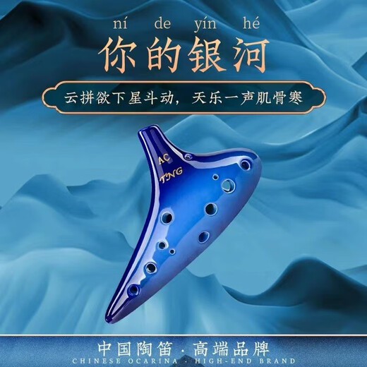 晗畅TNG陶笛12孔AC银河款陶笛专业演奏级十二孔中音初学者学生乐器 全 AC调 三管中音银河蓝