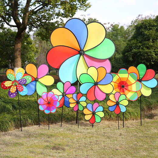 Tissu arc-en-ciel du moulin à vent en huit couleurs grand moulin à vent de la maternelle immobilier activité pittoresque accessoires extérieurs décoration petits jouets 25cm