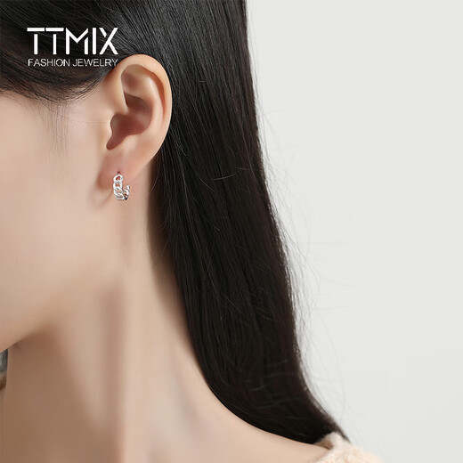 TTMIX platinum earrings pt950 women's platinum earrings Mobius earrings six-ring buckle for girlfriend 3.1-3.3g