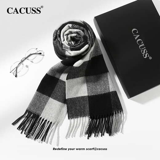 CACUSS WOOL SCARF CHARME D'HIVER HEMS MENS ET Échec épaissie Boîte cadeau haut de gamme pour le cadeau d'anniversaire de papa