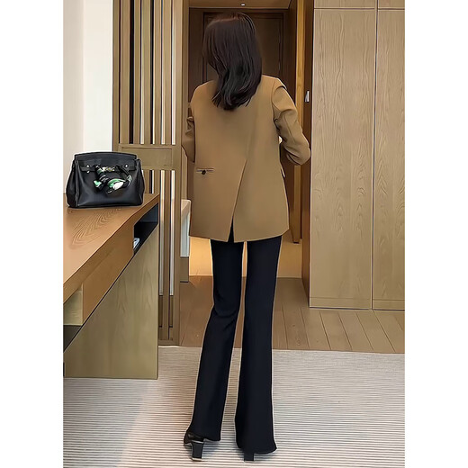 GARNUO咖色小西装外套女小个子2025春秋新款炸街高级设计感小众休闲西服 咖色【826两粒扣后开叉】 XL 【121-135斤】