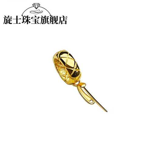 Xuanshi 18k gold universal buckle head 18K gold circle pattern melon seed buckle Buddha jade jade inlaid K gold pendant buckle K yellow oblique needle suitable for light and small items within 1 yuan coin