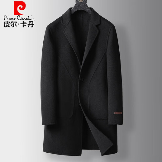 Pierre Cardin Cubo de lana para hombres Caón de lana de lana pura de doble cara Azulada espesada para otoño y cabello de invierno Traje de gabardina a mitad de longitud Camel marrón K01 175/L