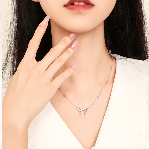Zhou Taisheng's bow sterling silver necklace women's light luxury niche high-end clavicle chain birthday gift for girlfriend
