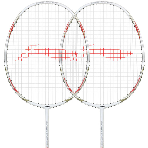 Li Ning (LI-NING) full carbon badminton racket pairing 2 double racket set ultra-light beginner competition training A100 white with large bag of rubber