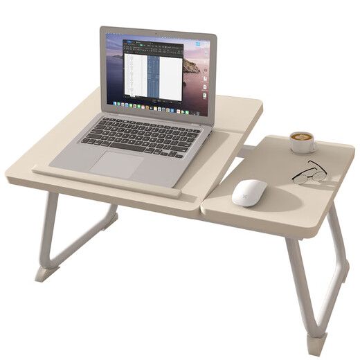 Nifeng bed computer table can be lifted and folded laptop table college dormitory dormitory lazy study table five-level adjustment / warm white / cup holder