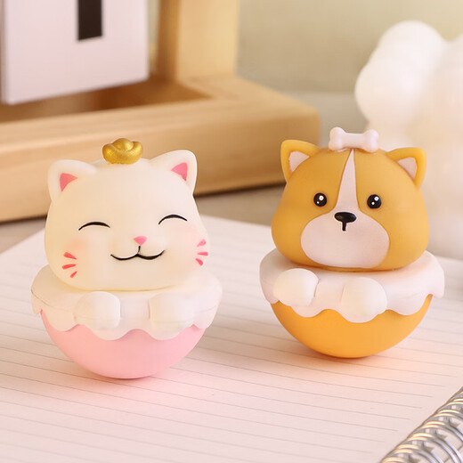 Tatanice Tumbler Desktop kleine Ornamente Office Girls Computer Creative Lovers Kindertages Geburtstag Geschenke Tumbler [Fortune Cat + Little Corgi]