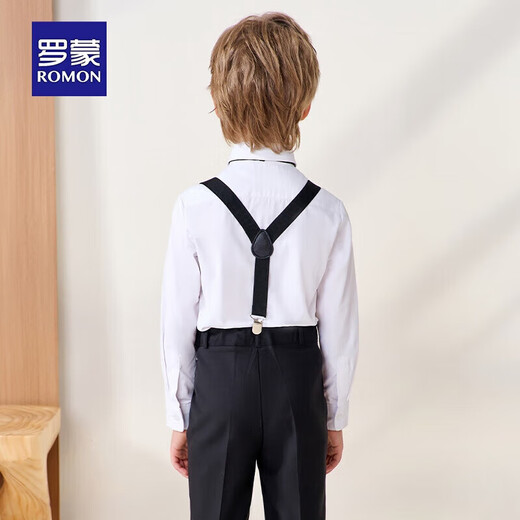 
Romon children's dress June 1st performance suit boy graduation host long sleeve trousers strap suit black 170