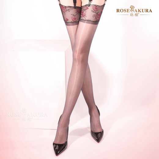 Luo Ying Europa y americana europea sexy medias bordadas bordadas selly ultra delgadas de colgadores transparentes set de calcetines aurora traje negro [estufas + ligas] 1 l