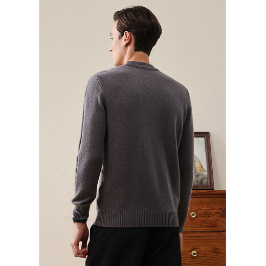 Comon Boca 2024 Herbst und Winter Festkabelkabel Kaschmir -Pullover Herren -Hälfte Grabenkragen verdickter gestrickter Pullover Rauchgrau L.