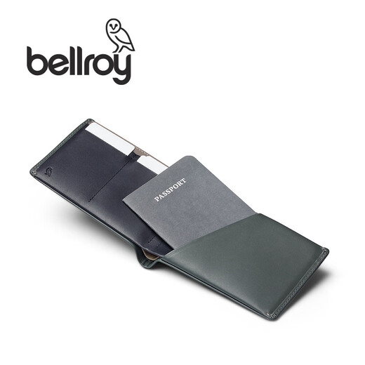 Bellroy澳洲 Travel Wallet春季新款多功能旅行钱包护照夹皮革防盗刷钱包 墨灰绿
