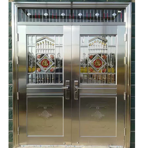 JRB家瑞堡不锈钢大门玫瑰金双开门农村自建房进户大门家用乡村别墅入户大门 双开门款式16