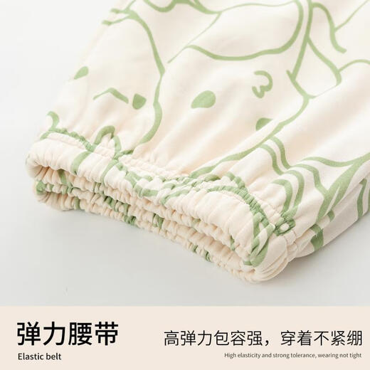 Langsha Pajamas Women's Summer Thin Printed Short-Sleeved Suit Sweet Round Neck Pullover Can Be Weared Outside Home Clothes Light Green Dinosaur