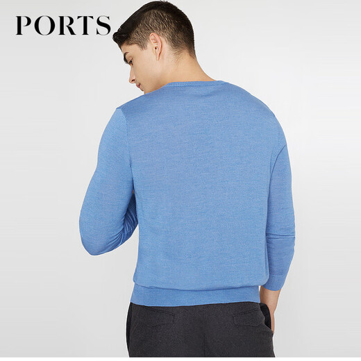 PORTS宝姿男装毛衣丝绒混纺半开襟钮扣套头毛衣男上衣MV9K041DKI001 BLUE M M
