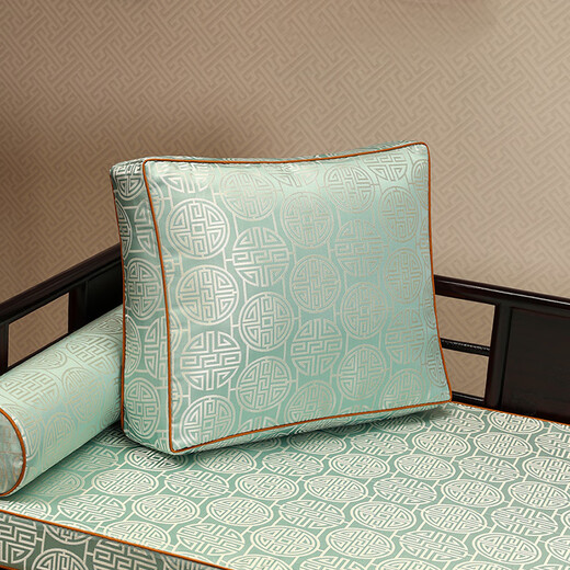 Yufangge solid wood sofa cushion office chair new Chinese style mahogany chair sofa large backrest cushion Luohan mattress round plant-large backrest (light blue) width 50X height 40X thickness 12cm (including PP cotton core)