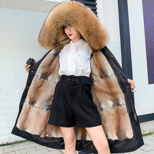 SOEM vison entier 2025 nouvelle veste à tarte doublure en fourrure de vison femme vison vert mi-long manteau de fourrure détachable manteau coque blanche + doublure de couleur claire mi-longueur M