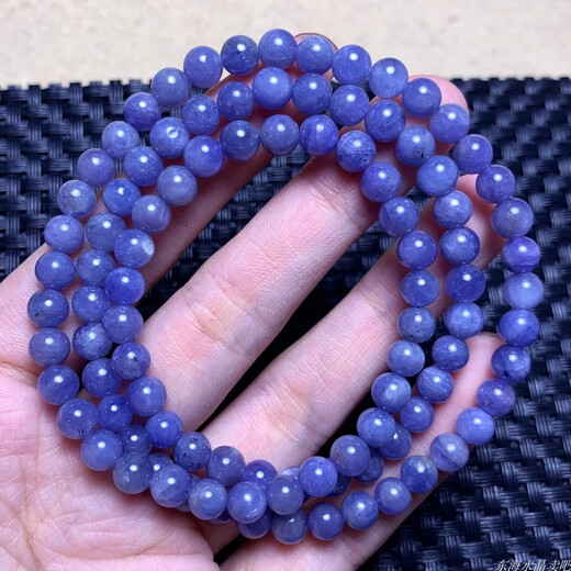 Yan's Natural Ocean Heart Tanzanite Three Circle Bracelet Buddha Beads Purple Sapphire Crystal Bracelet Tanzanian Gemstone Jewelry for Women (A94) Approximately 4.9-5.1mm