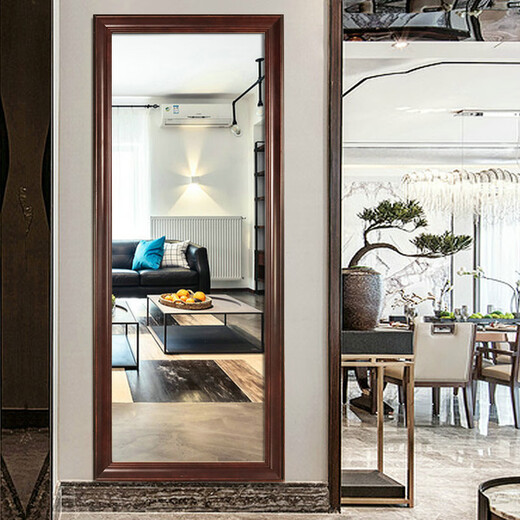 [New product delivery package installation] Four-bedroom house, solid wood full-body mirror, floor-standing mirror, fitting mirror, Chinese bedroom, household wall hanging dressing mirror, wall hanging mirror, Red Walnut 600mm*1650mm