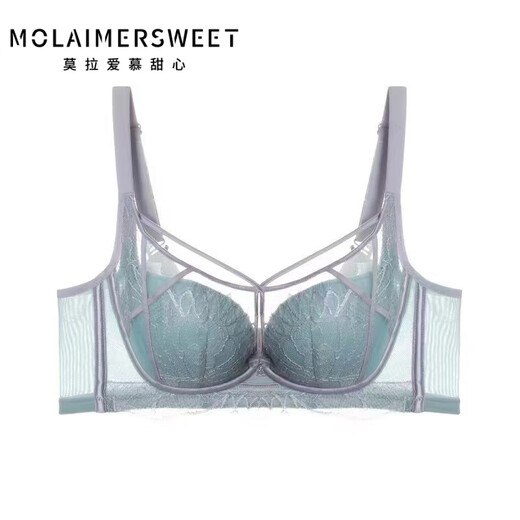 MOLAIMERSWEET underwear women's small breast push-up sexy medium thin cup bra without steel ring side breast lace bra green suit 75B