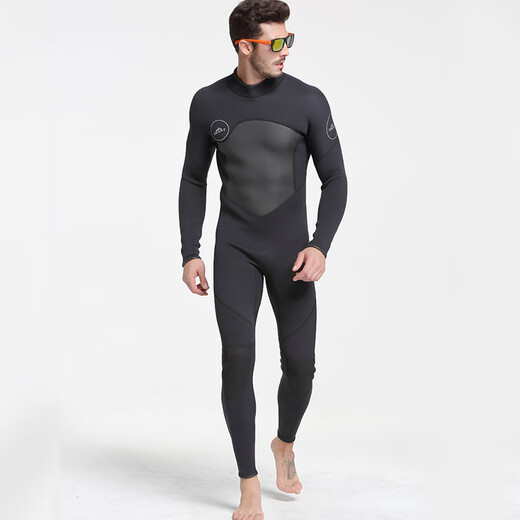 SBART men's one-piece wetsuit thickened and warm deep diving surfing winter swimsuit neoprene 5MM 1498 yellow M