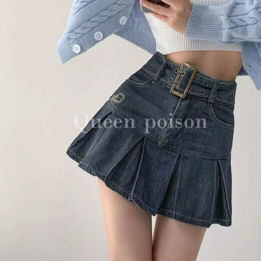 Langwei Feray Retro American Hot Girl Raw Hip юбка для женских весенних и летних новой высокопоставленной плиссированной короткой юбки A-Line A-Line 16851 Retro Blue [No Linting] XL (115-130JIN [Jin равняется 0,5 кг])
