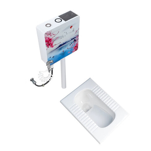 Ronglan squat toilet set household ceramic toilet squat pit with flush tank squat toilet bathroom toilet toilet squat toilet A model with S curve anti-odor front drainage + water tank