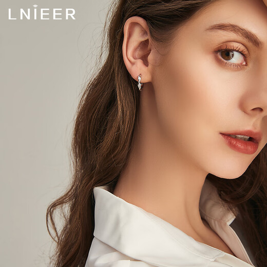 Lnieer 999 silver earrings for women, earrings, earrings, Mobius ear buckles, ear sticks, 2025 new popular earrings, earrings 1.6cm pair + round head ear sticks + ear sticks