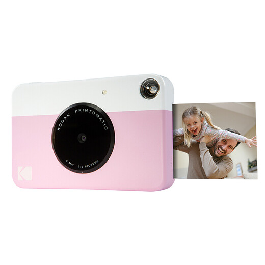 KODAKPRINTOMATIC instant camera, pink and white, instant shooting (shoot and print, ink-free printing, simple contrasting colors) gift box