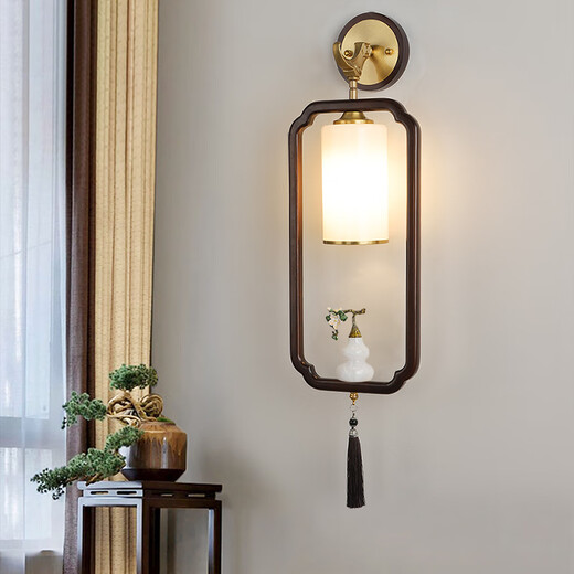 Ancient Tang style 2024 new walnut wall lamp living room entrance TV background wall bedroom study walkway Chinese style Zen lamp A-4/model 20 watt three-color LED