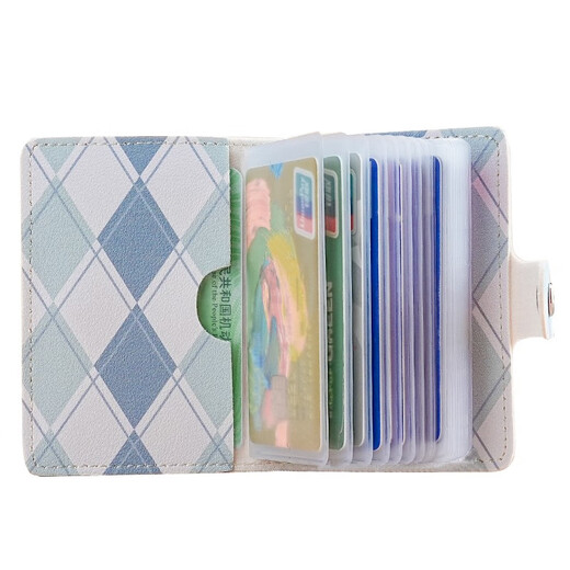 MAIWEINI card bag for women 2025 new large capacity multi-card position exquisite coin wallet compact ultra-thin ID card storage bag light blue diamond [20 cards + 2 ID positions] anti-theft brushing/anti-magnetization