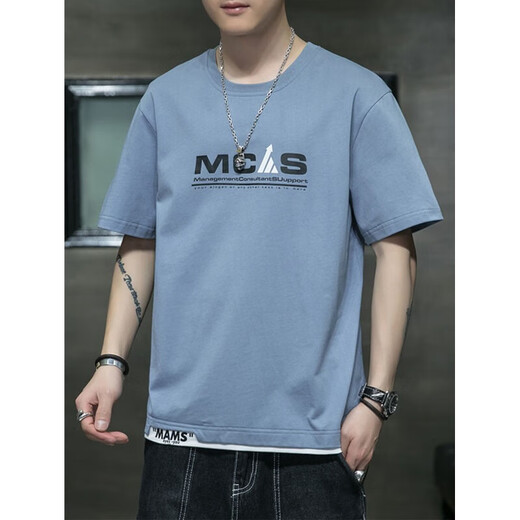 真维斯（Jeanswest）纯棉短袖t恤男潮牌夏季大码胖子宽松薄款半袖打底衫上衣服夏装 102深灰 L