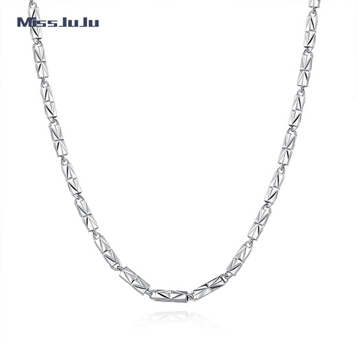 Miss JuJu PT950 Platinum Necklace Platinum Clavicle Chain Rice-shaped Bamboo Tube Necklace Men's and Women's Handsome High-grade Plain Chain Deposit Customized Other Specifications Contact Customer Service