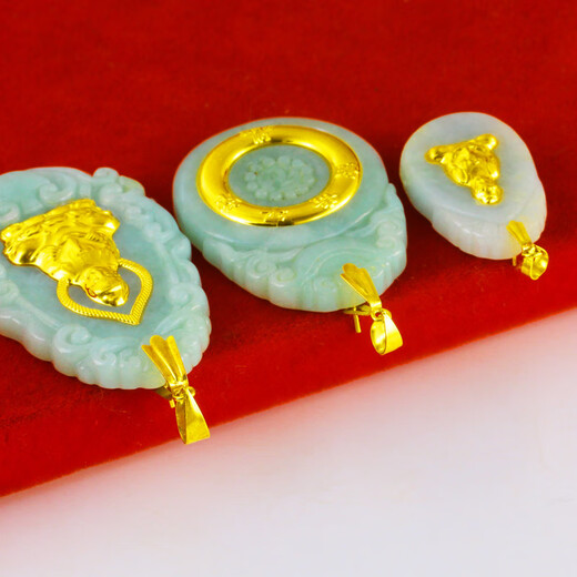 Qianying gold melon seed buckle pendant for men and women, jade buckle head buckle, 18K gold buckle, real gold perforated clip buckle, AU750 pendant, large size, normal pendant universal