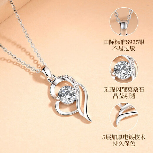 Farinluo Is in My Heart Necklace for Women Moissanite Diamond Pendant Platinum Fashion Jewelry Birthday and Valentine's Day Gift for Girlfriend Light Luxury Model - I Am In My Heart Moissanite Necklace Free Engraving Customized Exclusive Gift