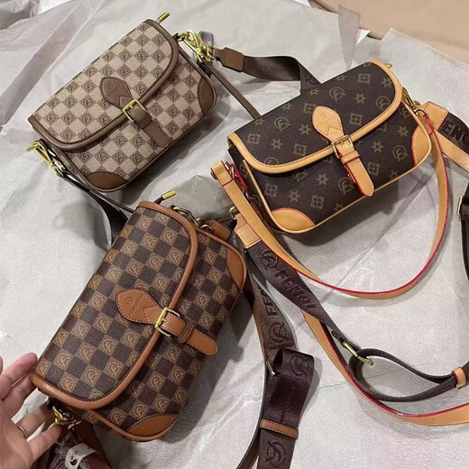 BAOFULI 轻奢潮牌潮牌包包斜挎包女包今年流行新款时尚轻奢小包老花单肩包撞色邮差包送老婆生日礼物 老花色底长23高16宽8