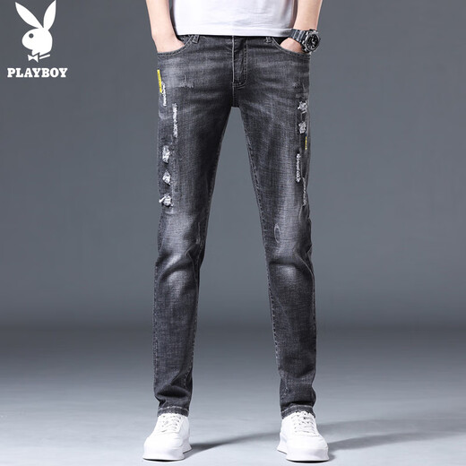 Playboy (Playboy) Straight Hosen Herren Jeans Fashion Mode koreanische Stil Slim Hosen Männer vielseitiger lässige, Solid Color Hosen Herren x-2146HH6636 Black 31
